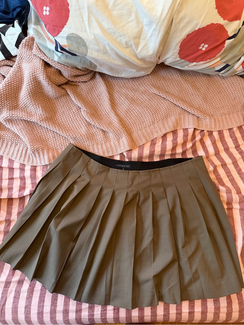 Theory Pleated Mini Skirt in brown